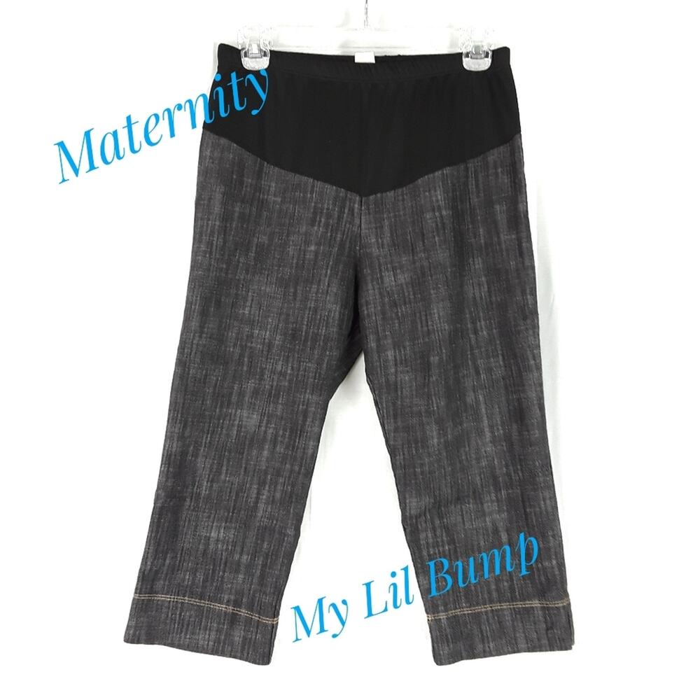 MY LIL BUMP Cropped Denim Maternity Jeans Size L Pedal Pusher Capris Motherhood